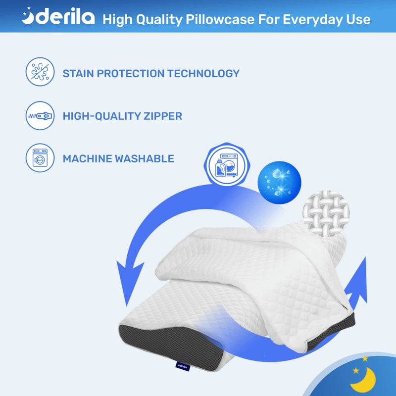 Derila Pillowcase | Designed to Keep Your Derila Memory Foam Pillow for snoring Relief Covered and Protected with This Crisp  Clean  White Pillowcase Made from Premium Materials - Image 2
